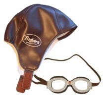 BAGHERA barna színű vintage stílusú verseny pilóta sapka és védőszemüveg