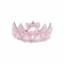 Rózsaszín, csipkés, masnis tiara,korona  jelmez kiegészítő
