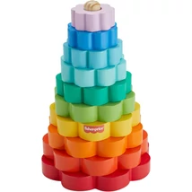 Fisher Price színes fa rakosgató torony készségfejlesztő játék 