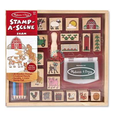 Melissa & Doug Fa nyomda készlet ceruzákkal farm