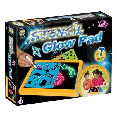 Világító, neon, letörölhető rajztábla - stencilekkel