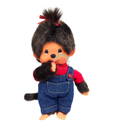 Monchhichi-Lány kertésznadrágban 20 cm  plüss figura moncsicsi