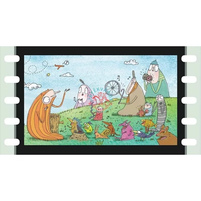 Diafilm Kuflizenekar, odalent a fűben