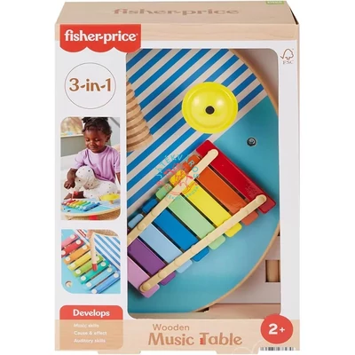 Fisher Price fa kisgyerek  xilofonos zeneasztal 3 db ütőhangszerrel  