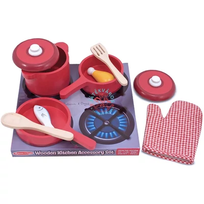 Melissa & Doug, sütés-főzés, fa konyhai feleszerlés készlet